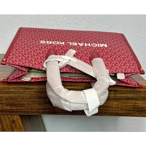 Michael Kors Mirella Medium Cherry Tote with Logo Accent & Gold Hardware - Picture 11 of 13